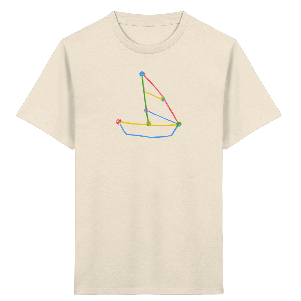Buntes Farbpunkt Segelboot - Kinder Bio T-Shirt
