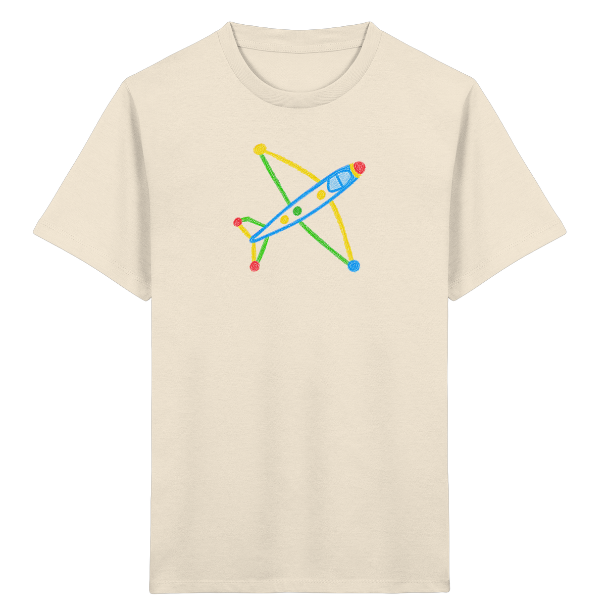 Buntes Flugzeug mit Farbpunkten - Kinder Bio T-Shirt