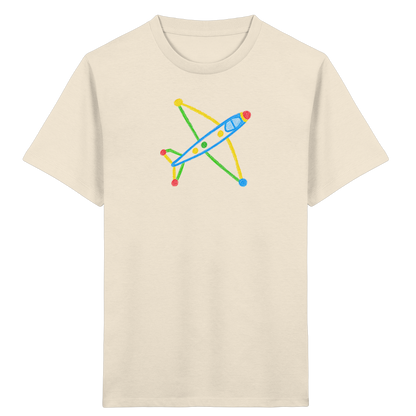 Buntes Flugzeug mit Farbpunkten - Kinder Bio T-Shirt