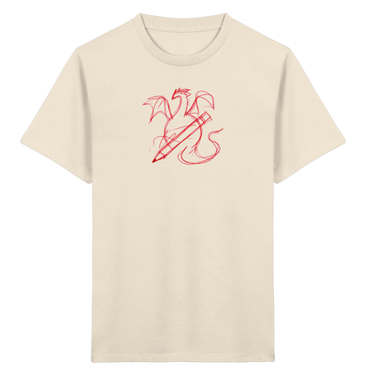 Ziegelroter Krakeldrache mit Bleistift - Kinder Bio T-Shirt