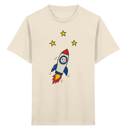 Fröhliches Raketen T-Shirt für Abenteurer - Kinder Bio T-Shirt