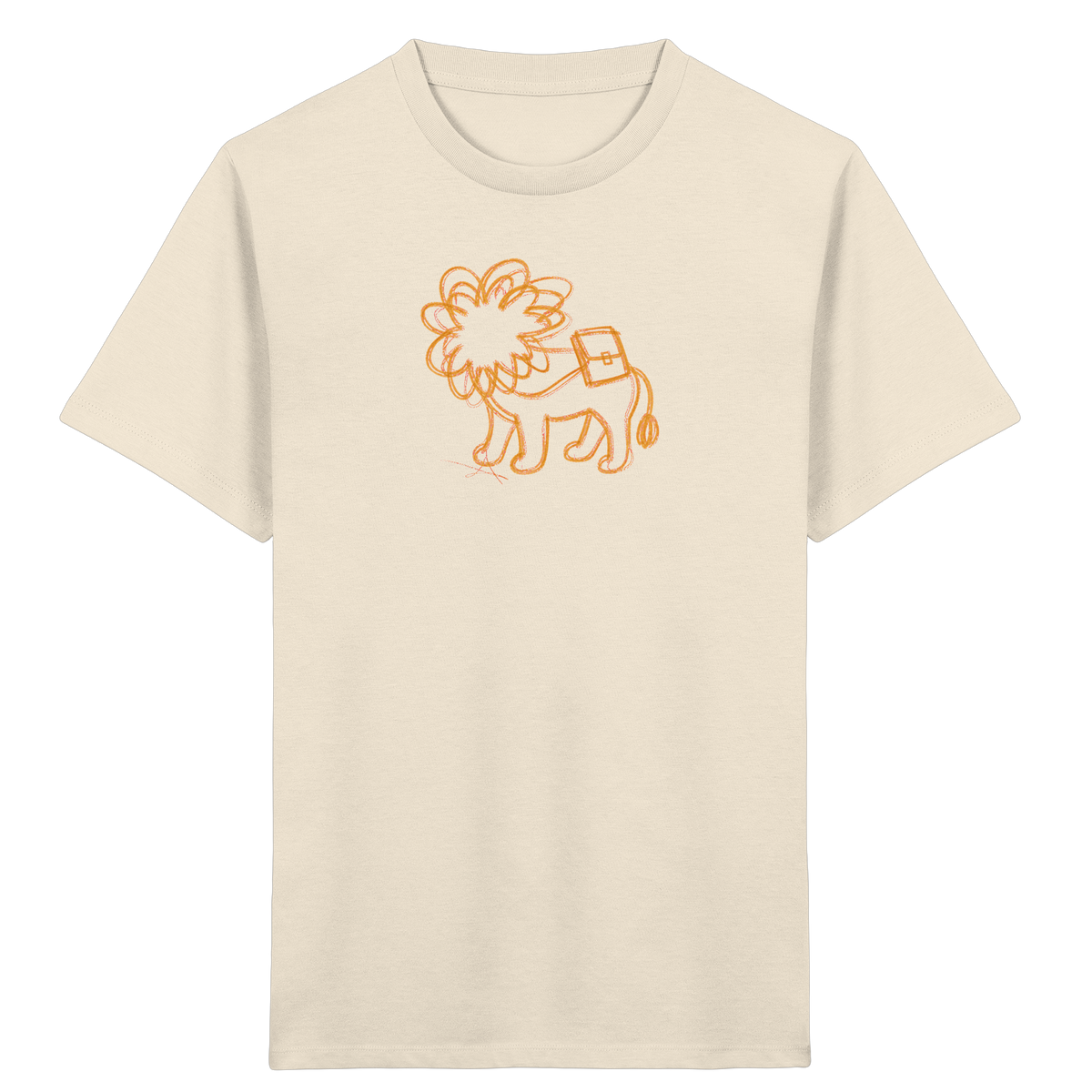 Senfgelber Krakellöwe mit Ranzen - Kinder Bio T-Shirt