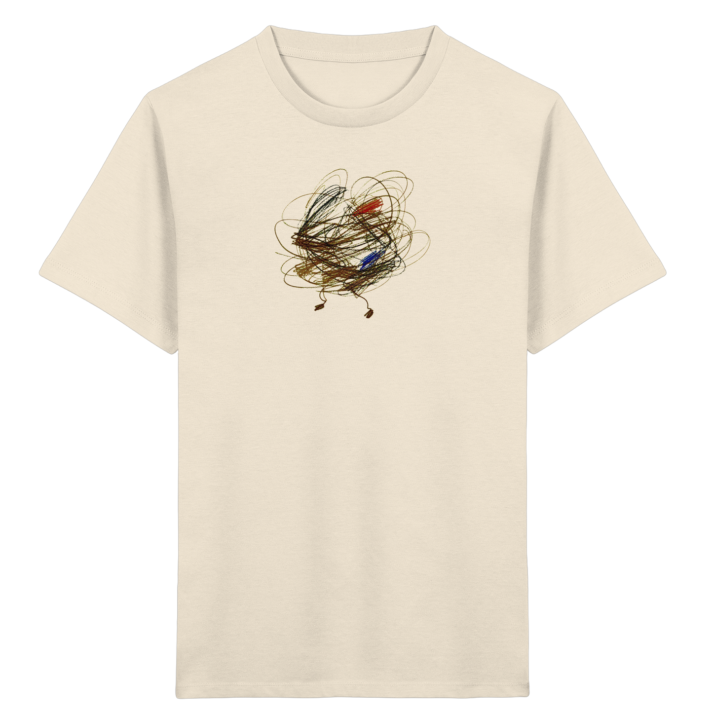 Natural-Raw Kinder Bio T-Shirt mit abstraktem Vogel-Motiv