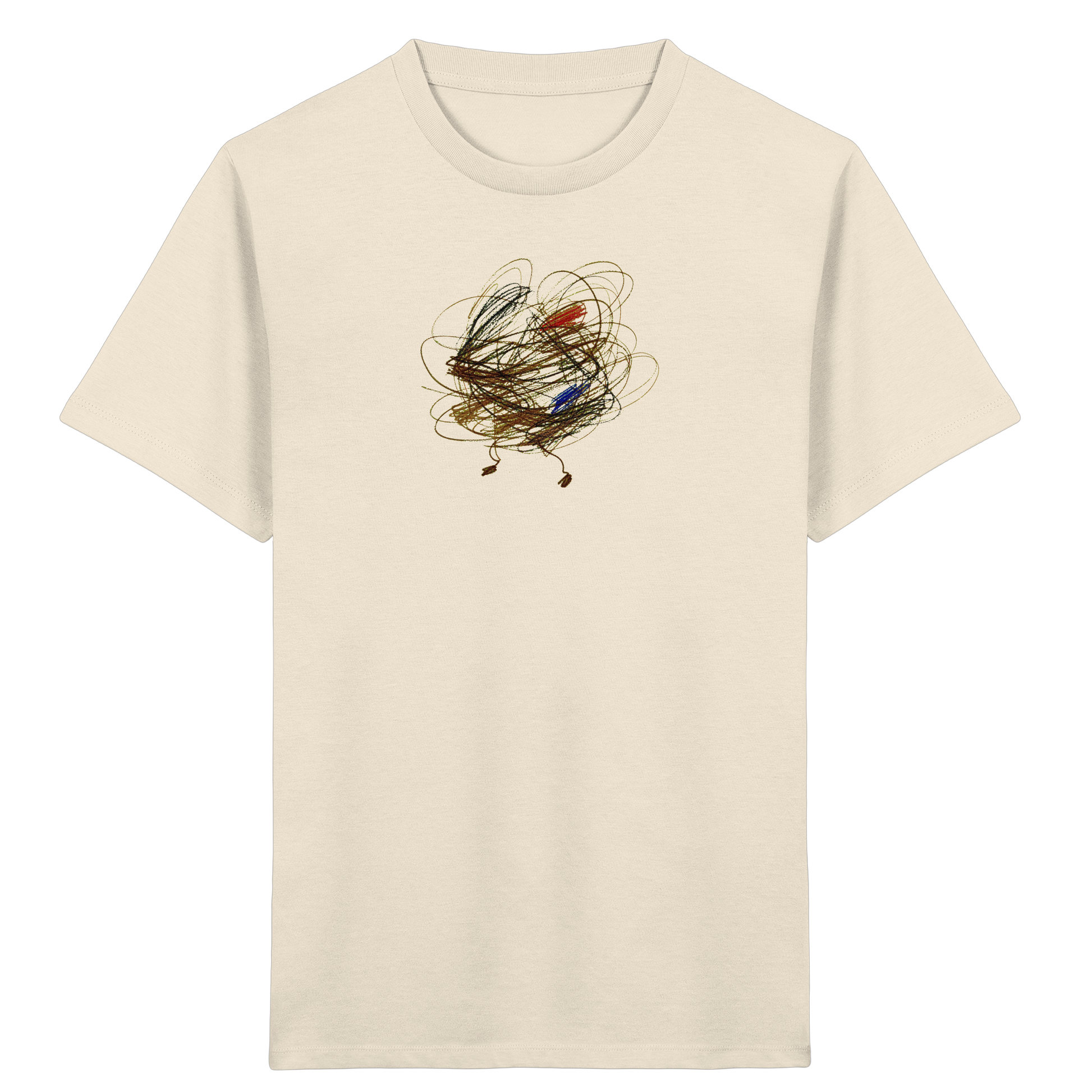 Natural-Raw Kinder Bio T-Shirt mit abstraktem Vogel-Motiv