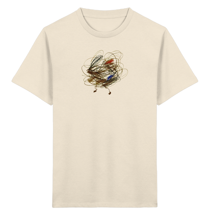 Natural-Raw Kinder Bio T-Shirt mit abstraktem Vogel-Motiv