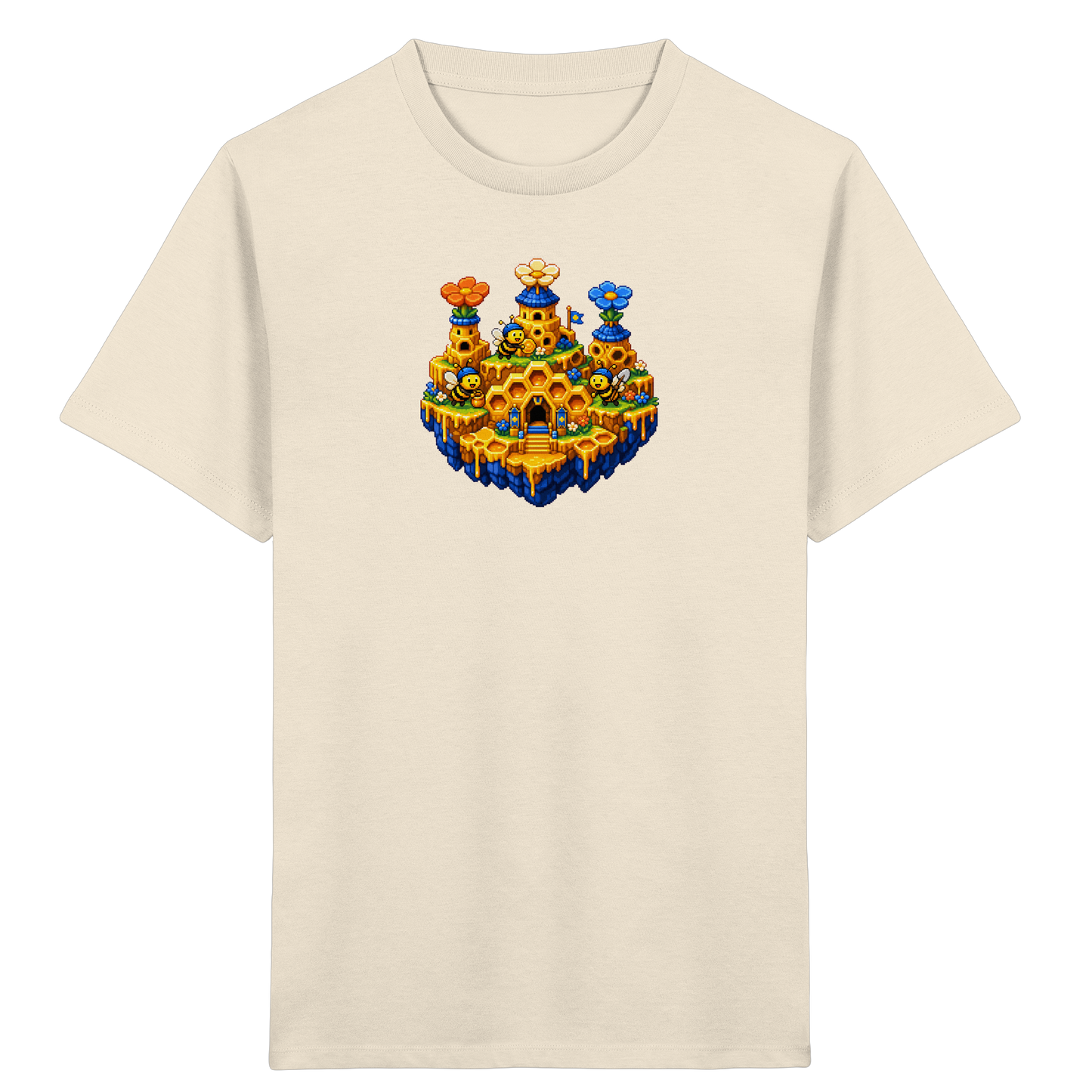 Fröhliches Pixel-Art Bienen T-Shirt - Kinder Bio T-Shirt