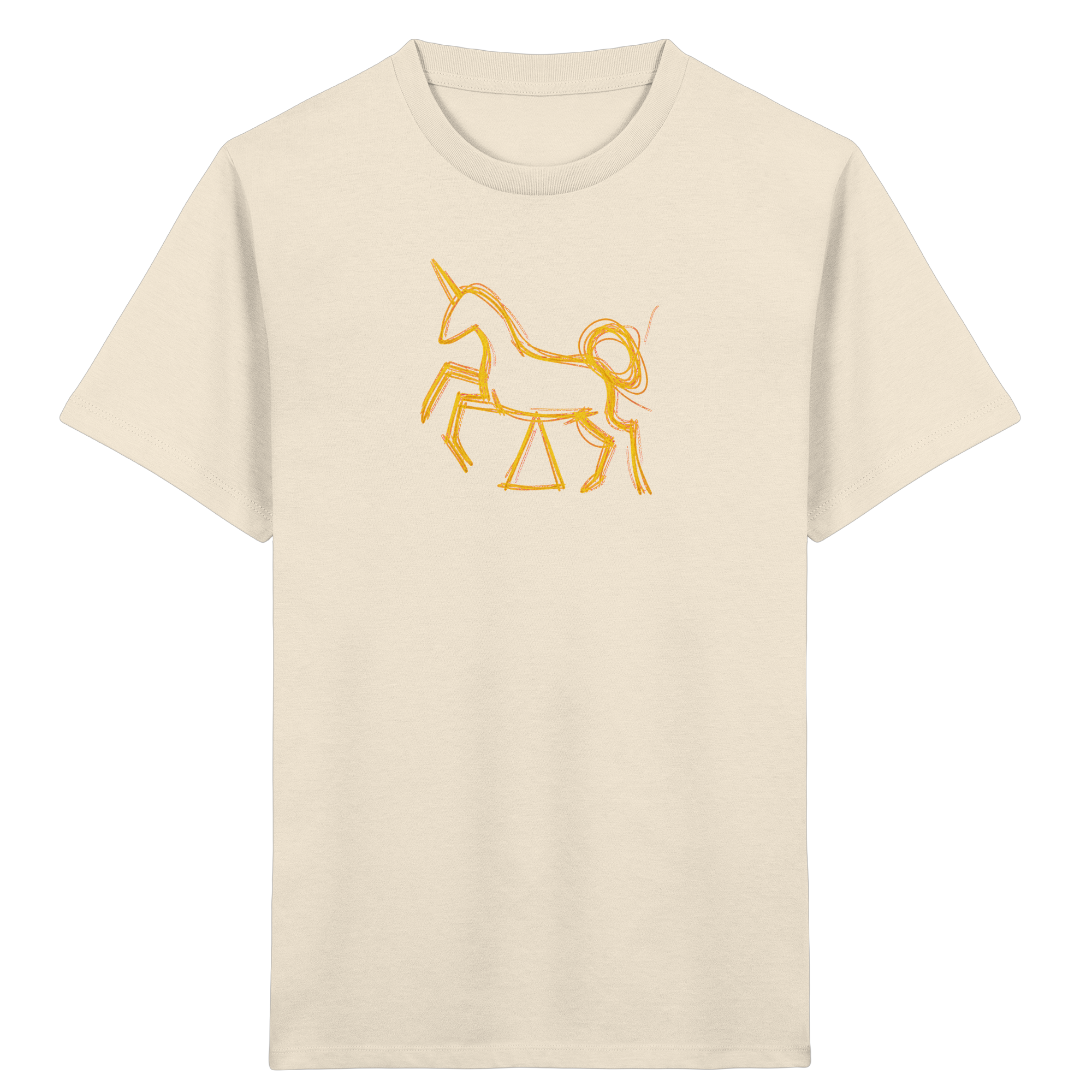 Kinder T-Shirt mit currygelbem Einhorn zur Einschulung
