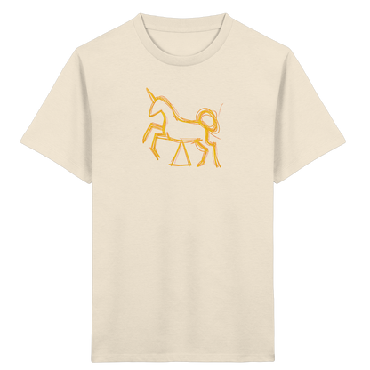 Currygelbes Einhorn zur Einschulung - Kinder Bio T-Shirt
