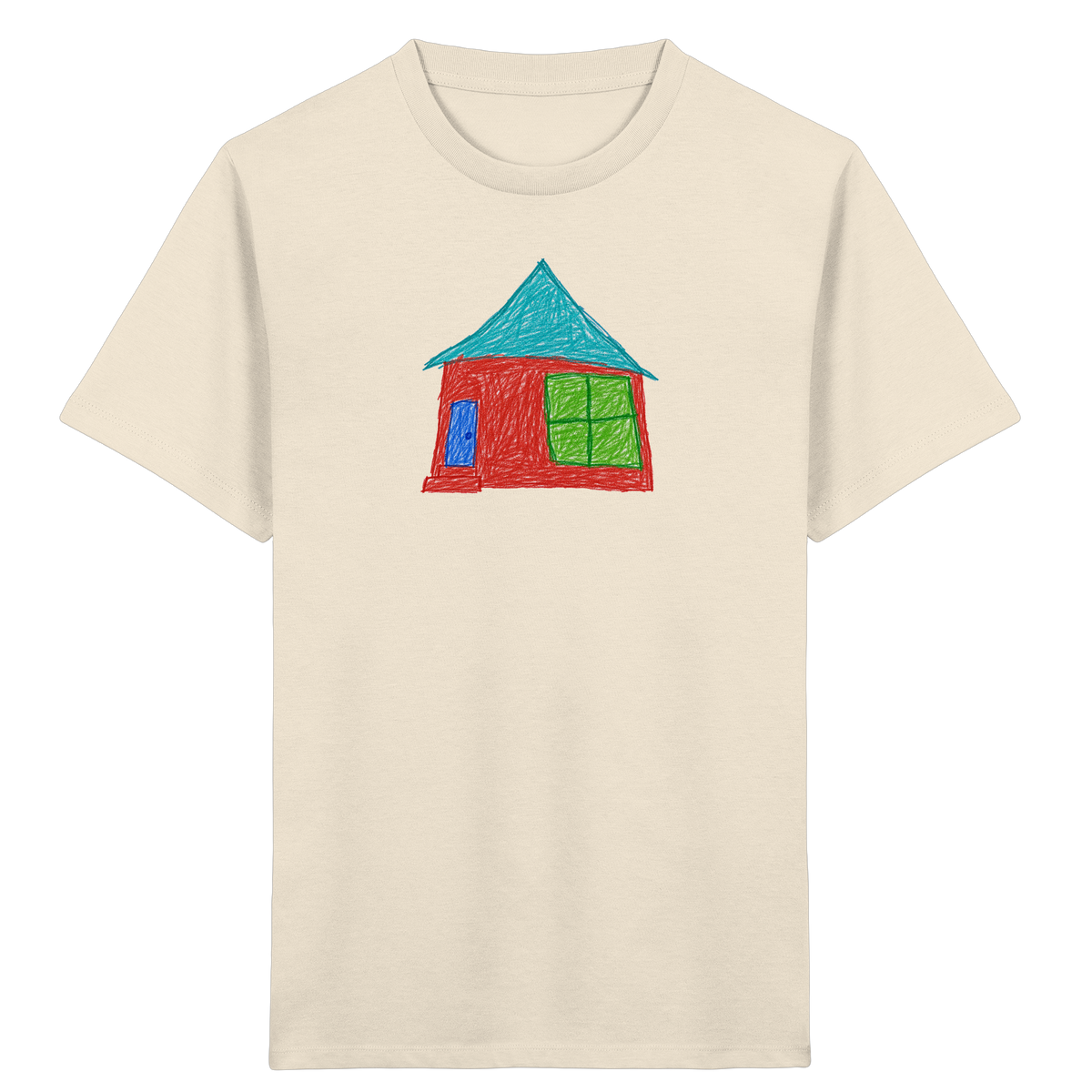 Rotes Haus mit Türkisdach - Kinder Bio T-Shirt