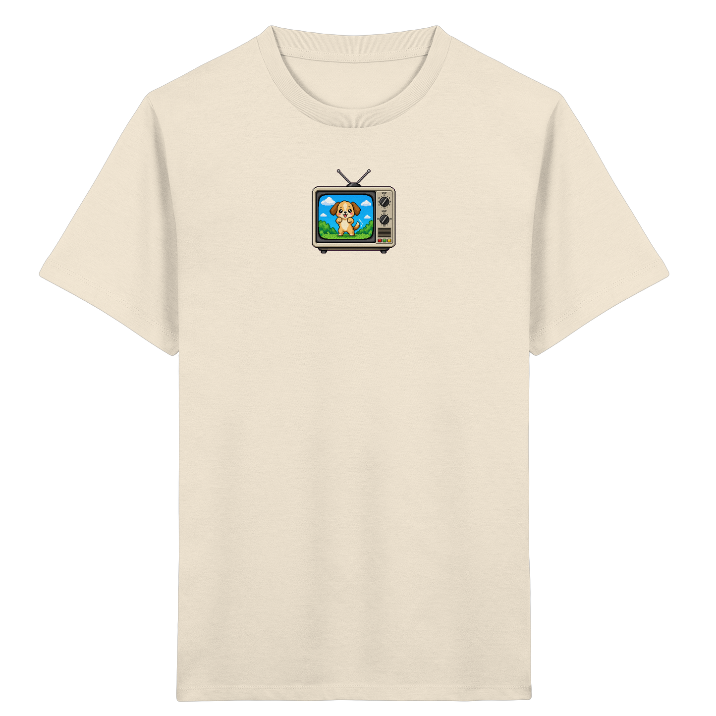 Pixel Hund im Retro Fernseher - Kinder Bio T-Shirt