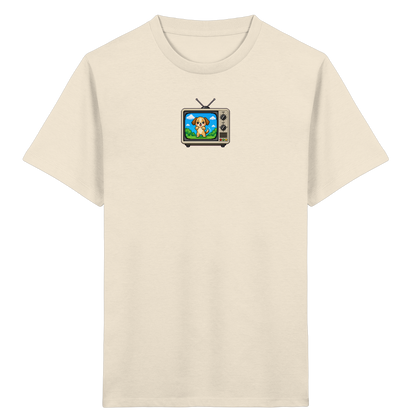 Pixel Hund im Retro Fernseher - Kinder Bio T-Shirt