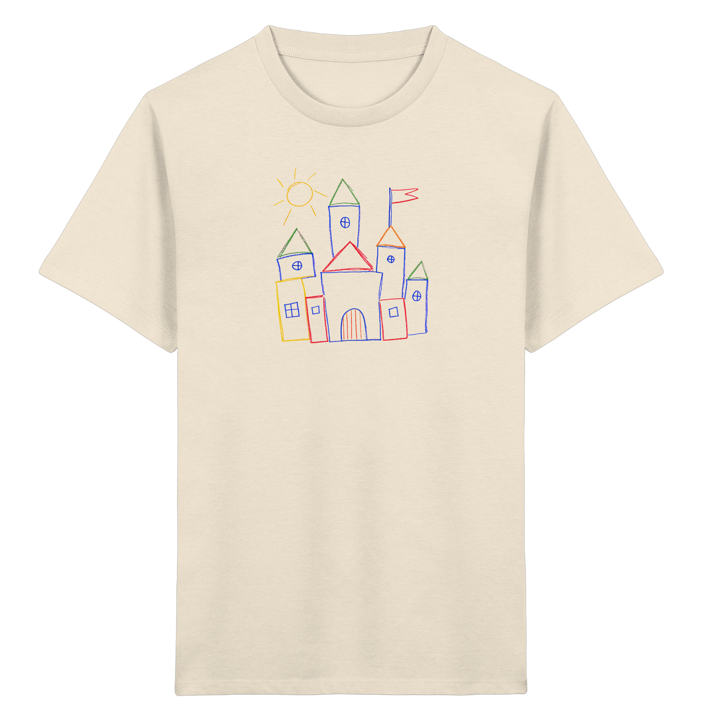 Fröhliches T-Shirt mit Märchenburg Motiv - Kinder Bio T-Shirt