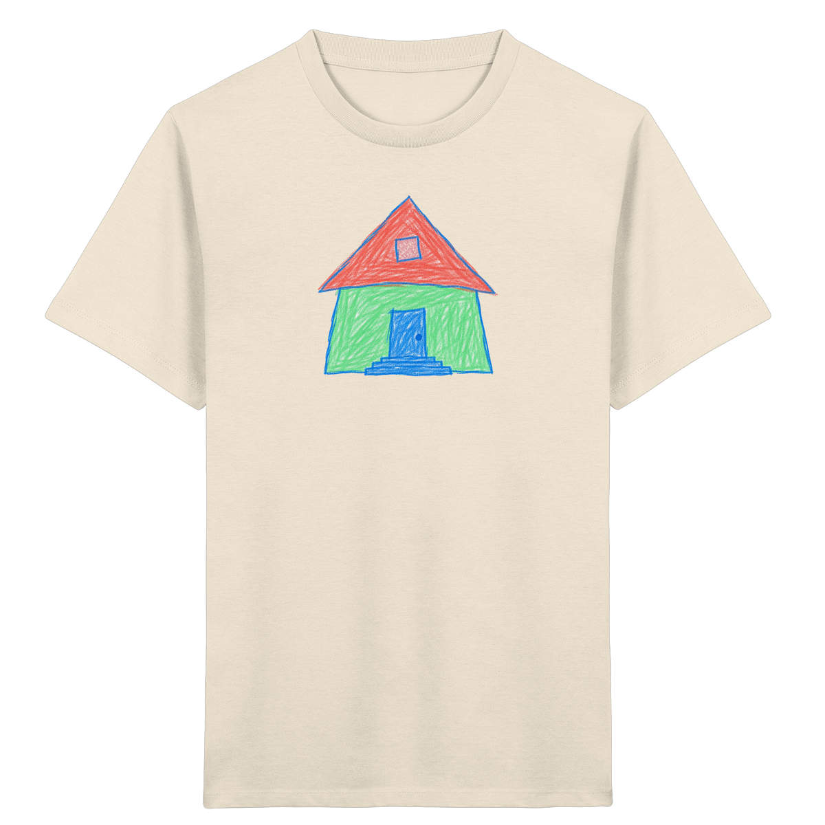 Mintgrünes Haus mit Spitzdach - Kinder Bio T-Shirt