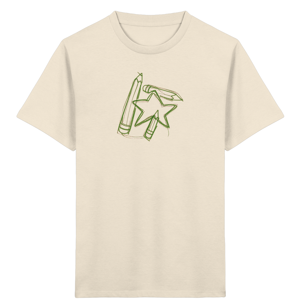 Grüne Stiftefamilie mit Mutstern - Kinder Bio T-Shirt