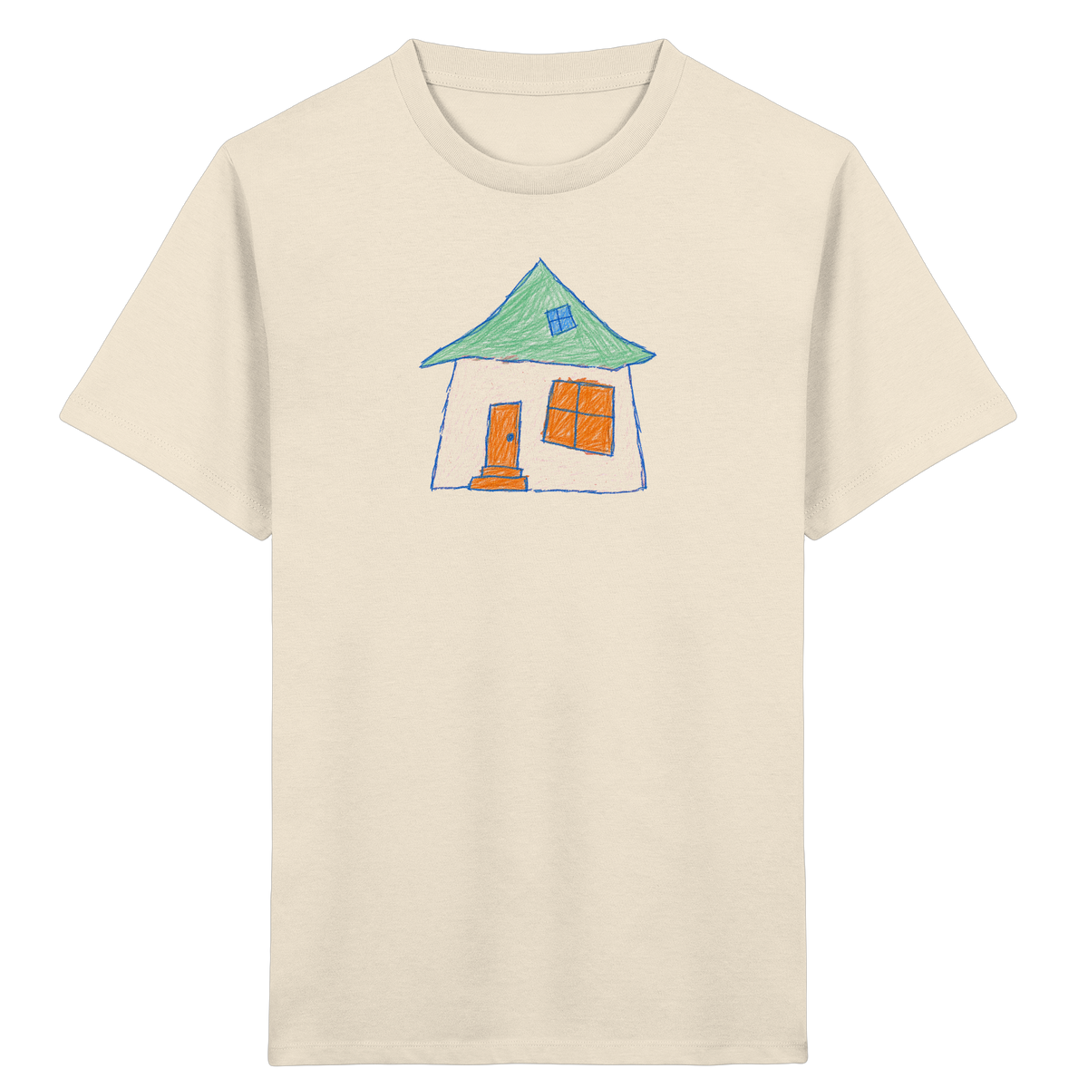 Rosa Haus mit Dachfenster - Kinder Bio T-Shirt