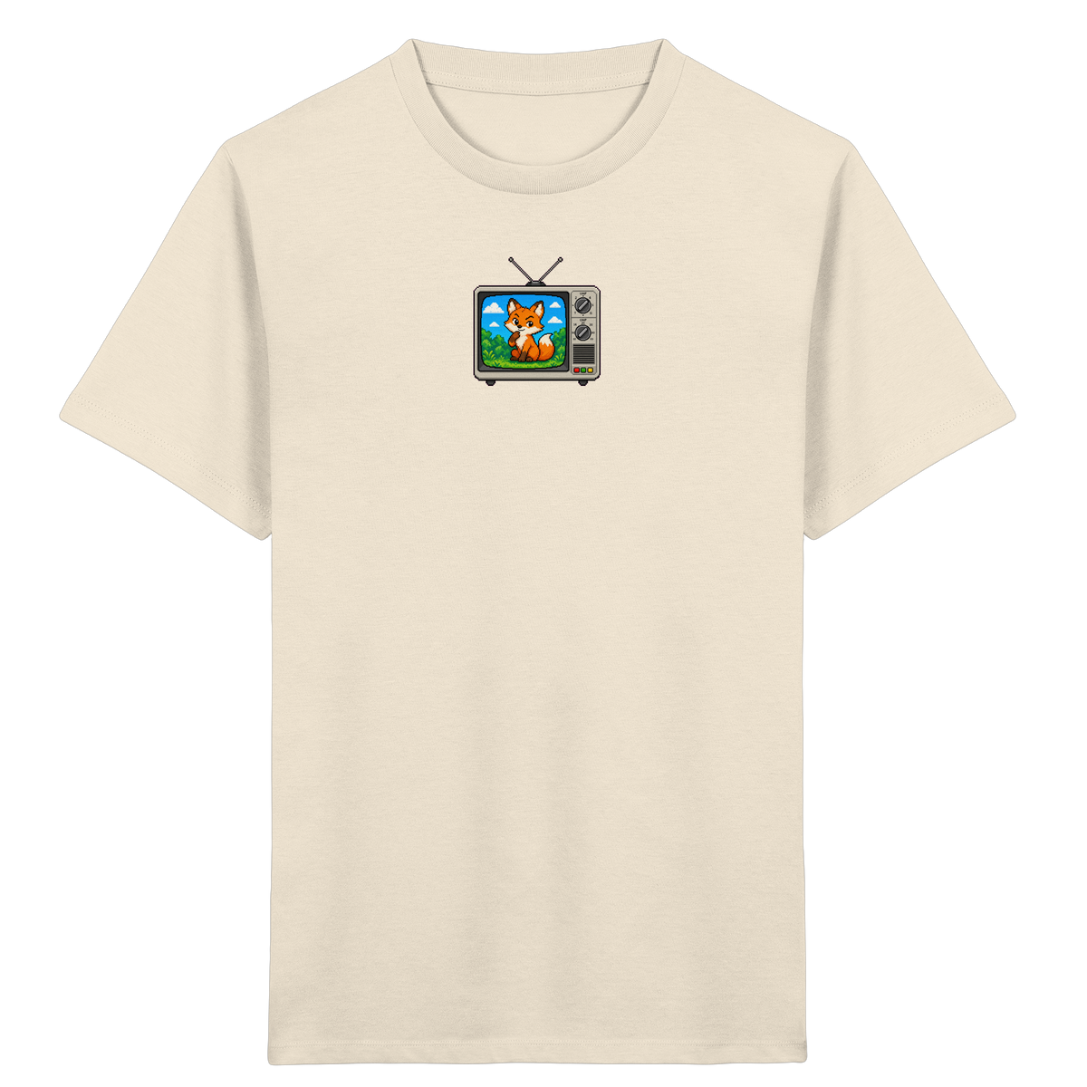 Pixel Fuchs im Retro Fernseher - Kinder Bio T-Shirt