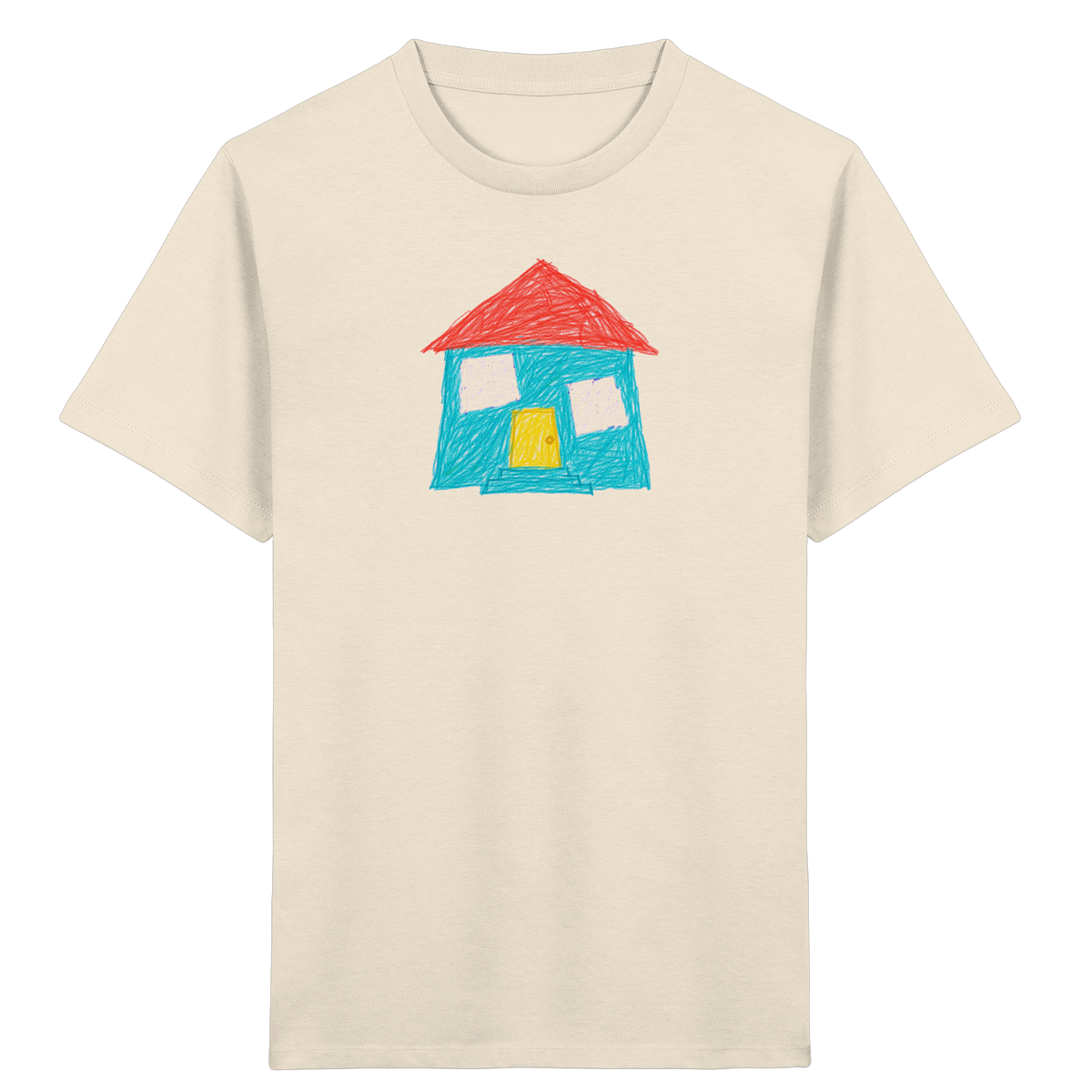 Türkises Haus mit Zwillingsfenstern - Kinder Bio T-Shirt
