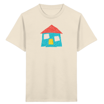 Türkises Haus mit Zwillingsfenstern - Kinder Bio T-Shirt
