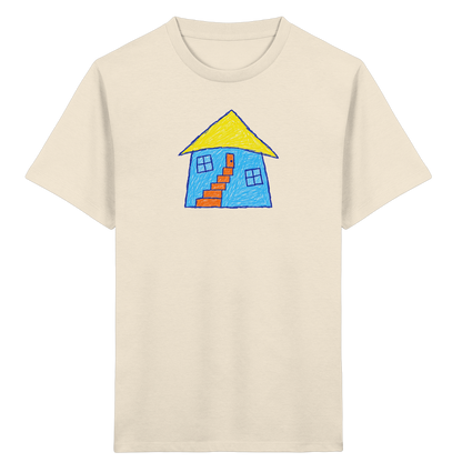 Blaues Treppenhaus Kinderzeichnung - Kinder Bio T-Shirt