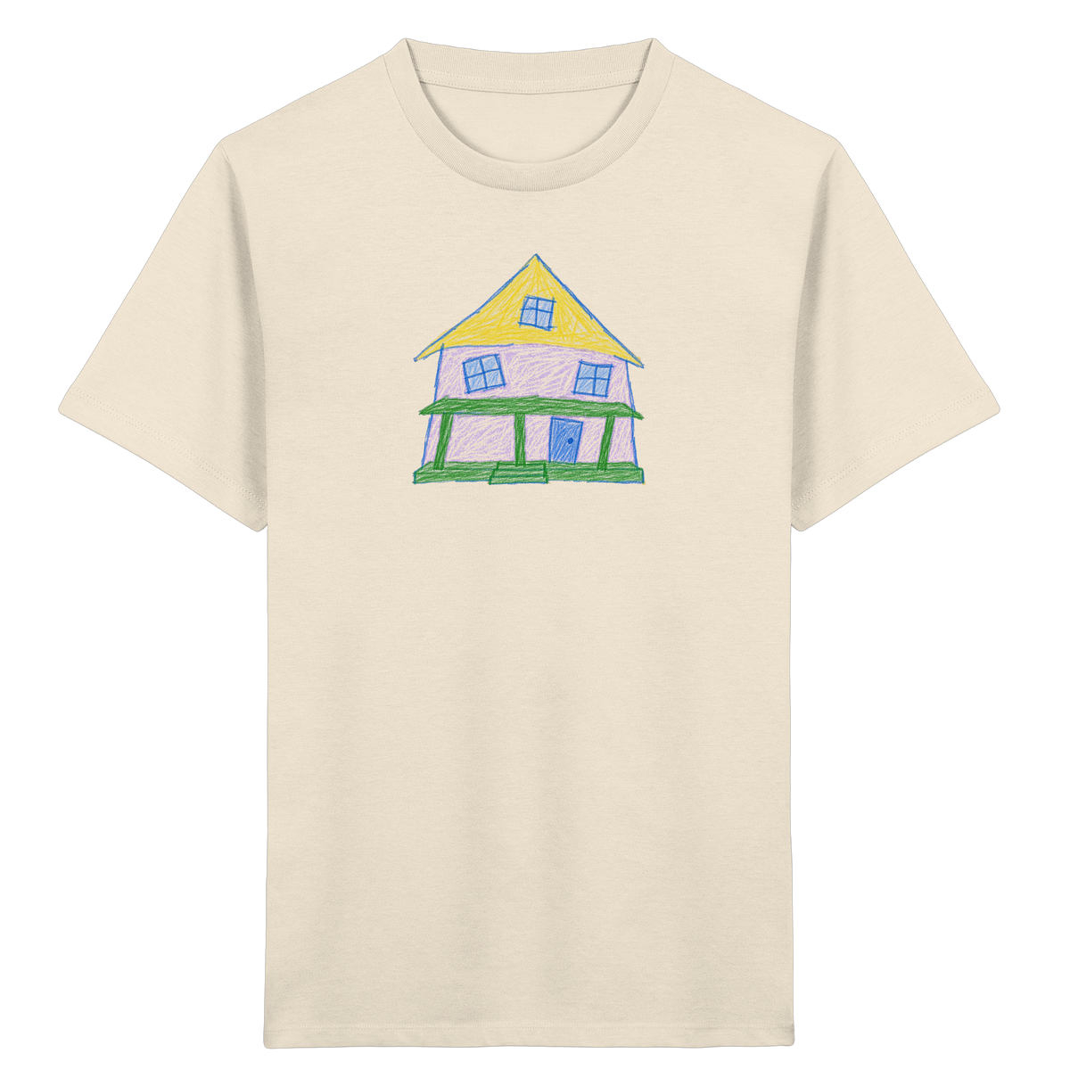 Lila Haus mit Veranda - Kinder Bio T-Shirt