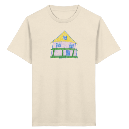 Lila Haus mit Veranda - Kinder Bio T-Shirt