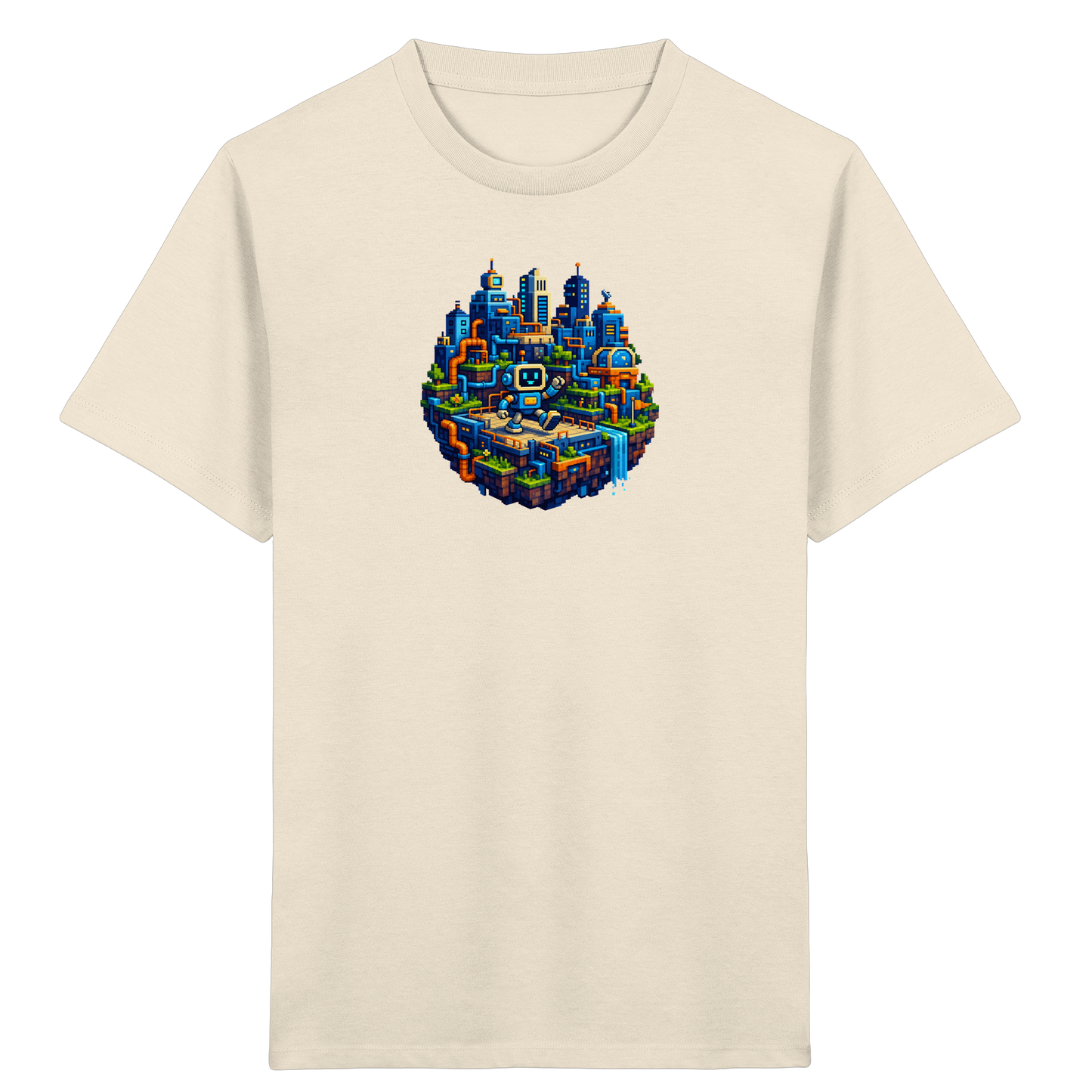 Pixel Roboter Insel Abenteuer T-Shirt - Kinder Bio T-Shirt