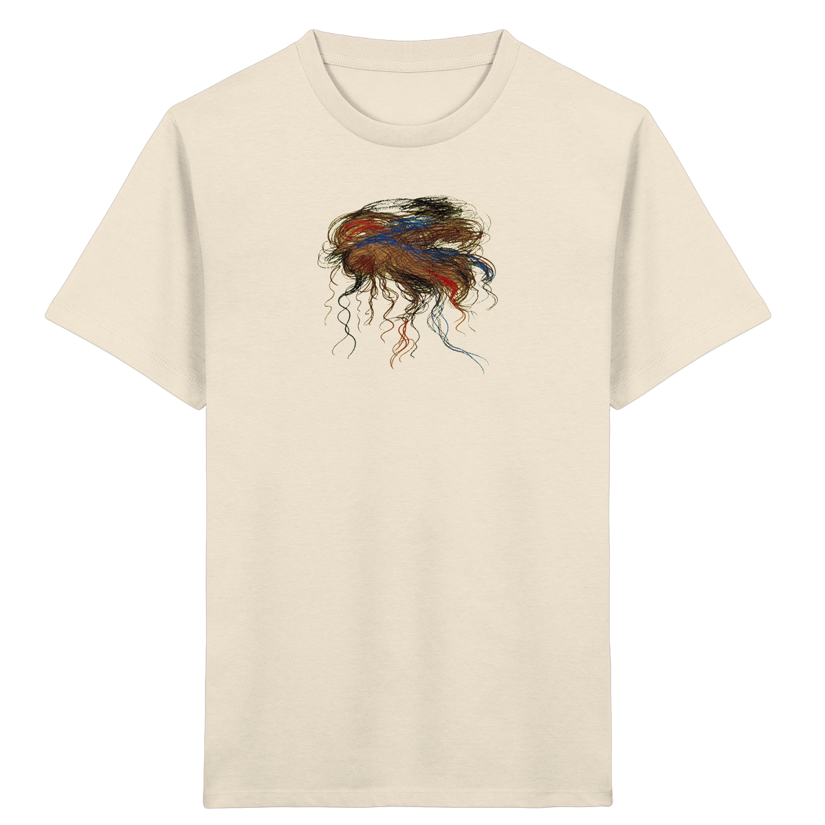 Natural-Raw Kinder Bio T-Shirt mit abstraktem Quallen-Motiv