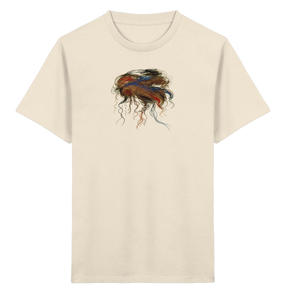 Natural-Raw Kinder Bio T-Shirt mit abstraktem Quallen-Motiv