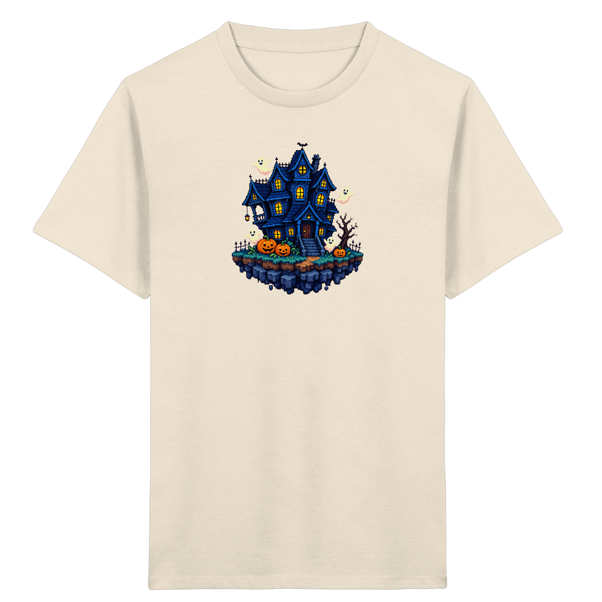 Pixel Geisterhaus Halloween T-Shirt für Kinder