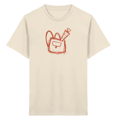 Zimtbrauner Ranzen mit Schultüte - Kinder Bio T-Shirt