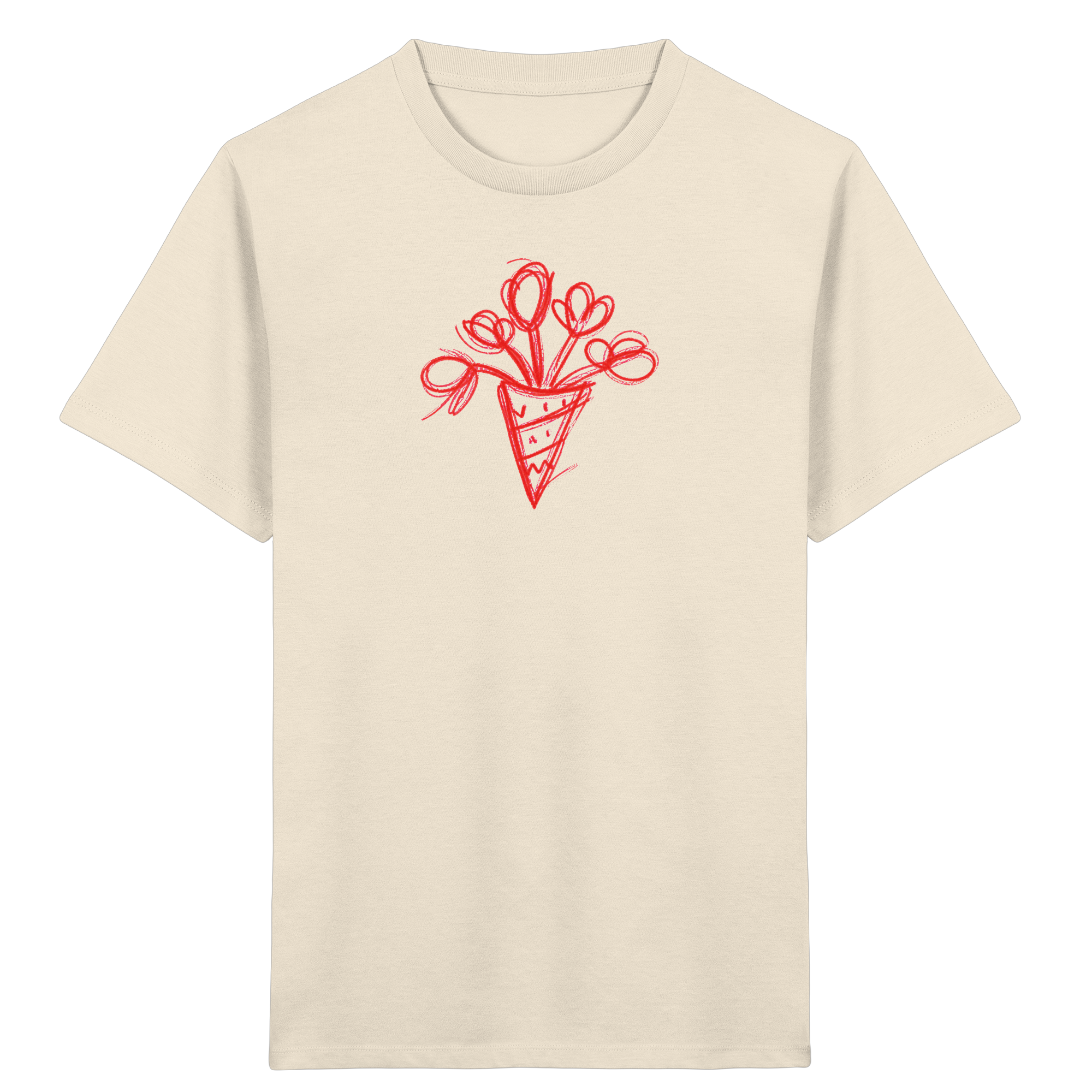 Korallrote Blumenschultüte Kinder T-Shirt