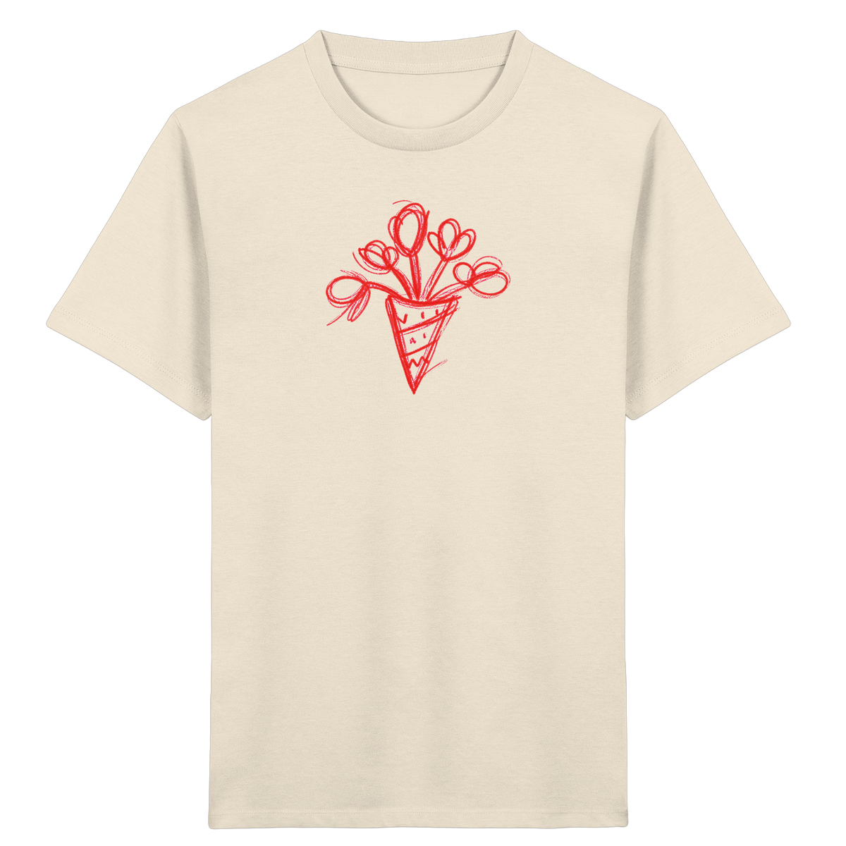 Korallrote Blumenschultüte Kinder T-Shirt - Kinder Bio T-Shirt