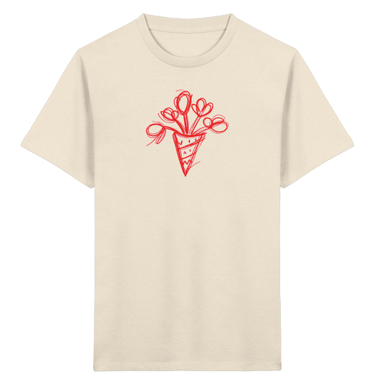 Korallrote Blumenschultüte Kinder T-Shirt - Kinder Bio T-Shirt