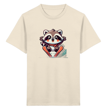 Waschbär auf Skiern – Kinder Bio-T-Shirt