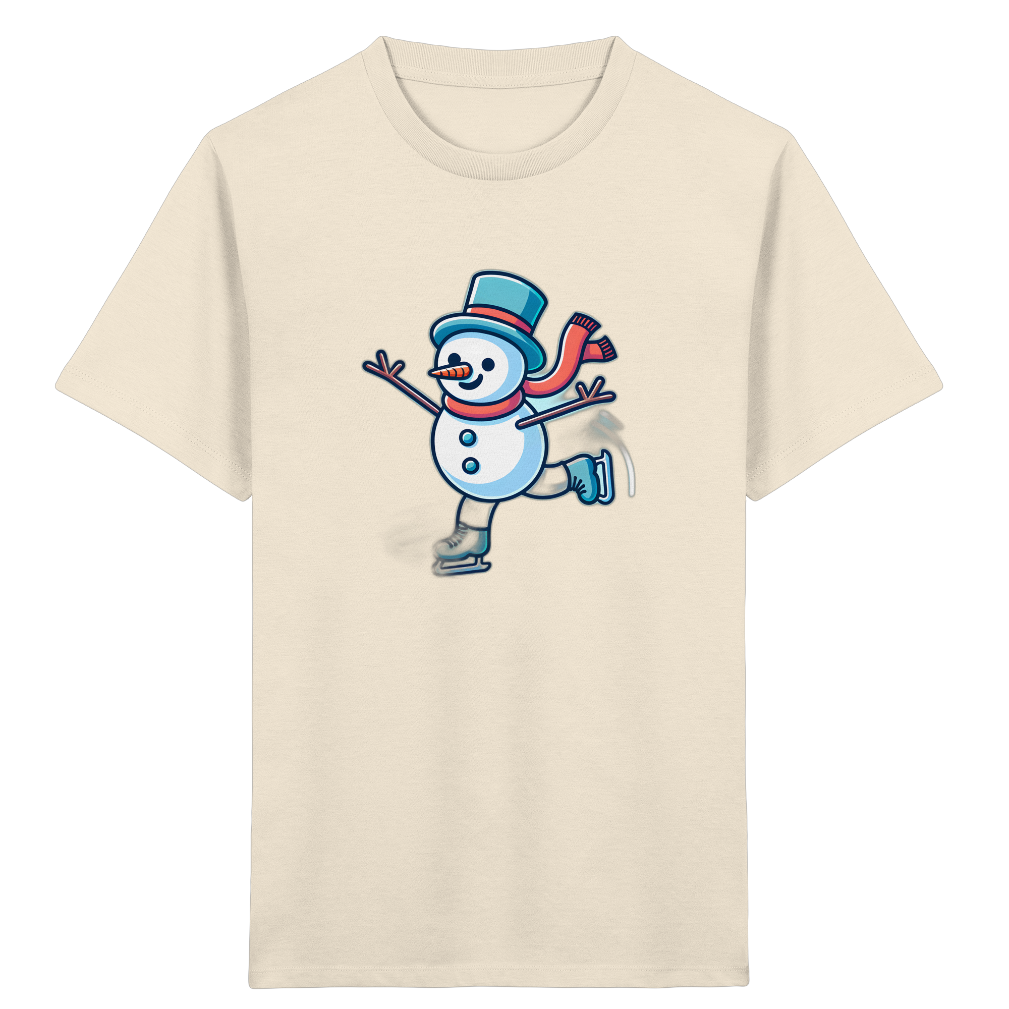 Schneemann auf Schlittschuhen – Kinder-T-Shirt