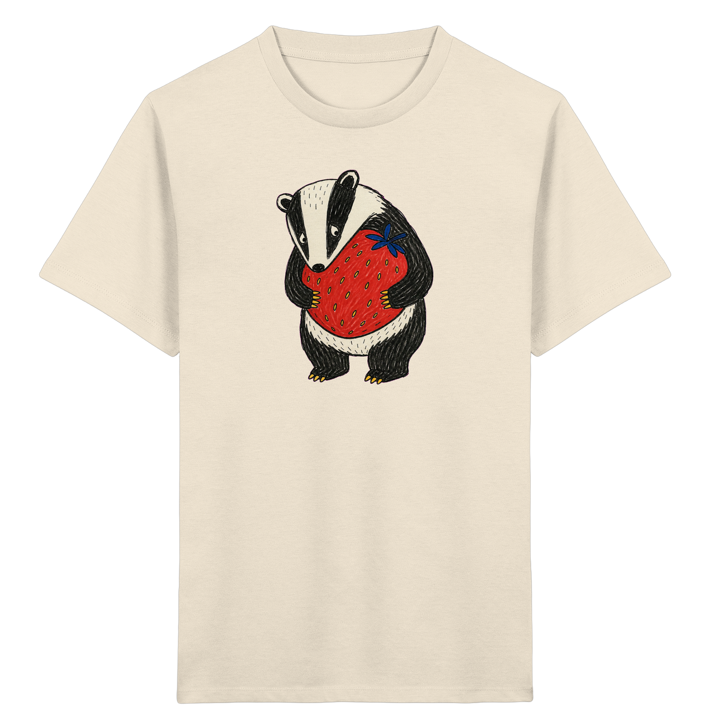 Süßer Dachs mit roter Erdbeere - Kinder Bio T-Shirt