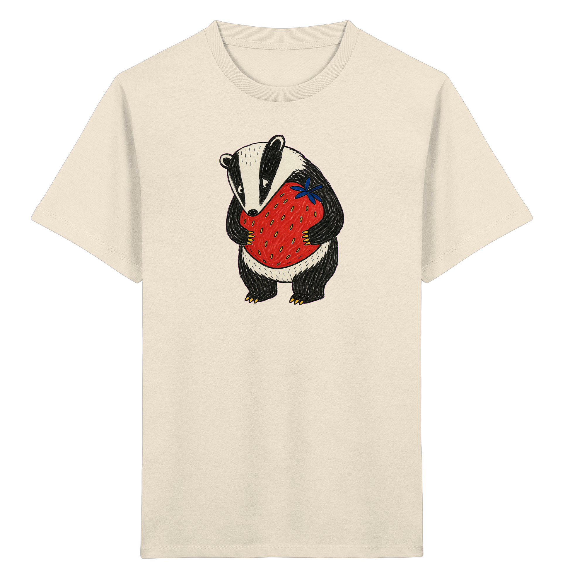 Süßer Dachs mit roter Erdbeere - Kinder Bio T-Shirt