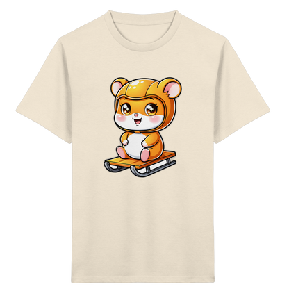 Kinder-T-Shirt mit Hamster auf einem Schlitten