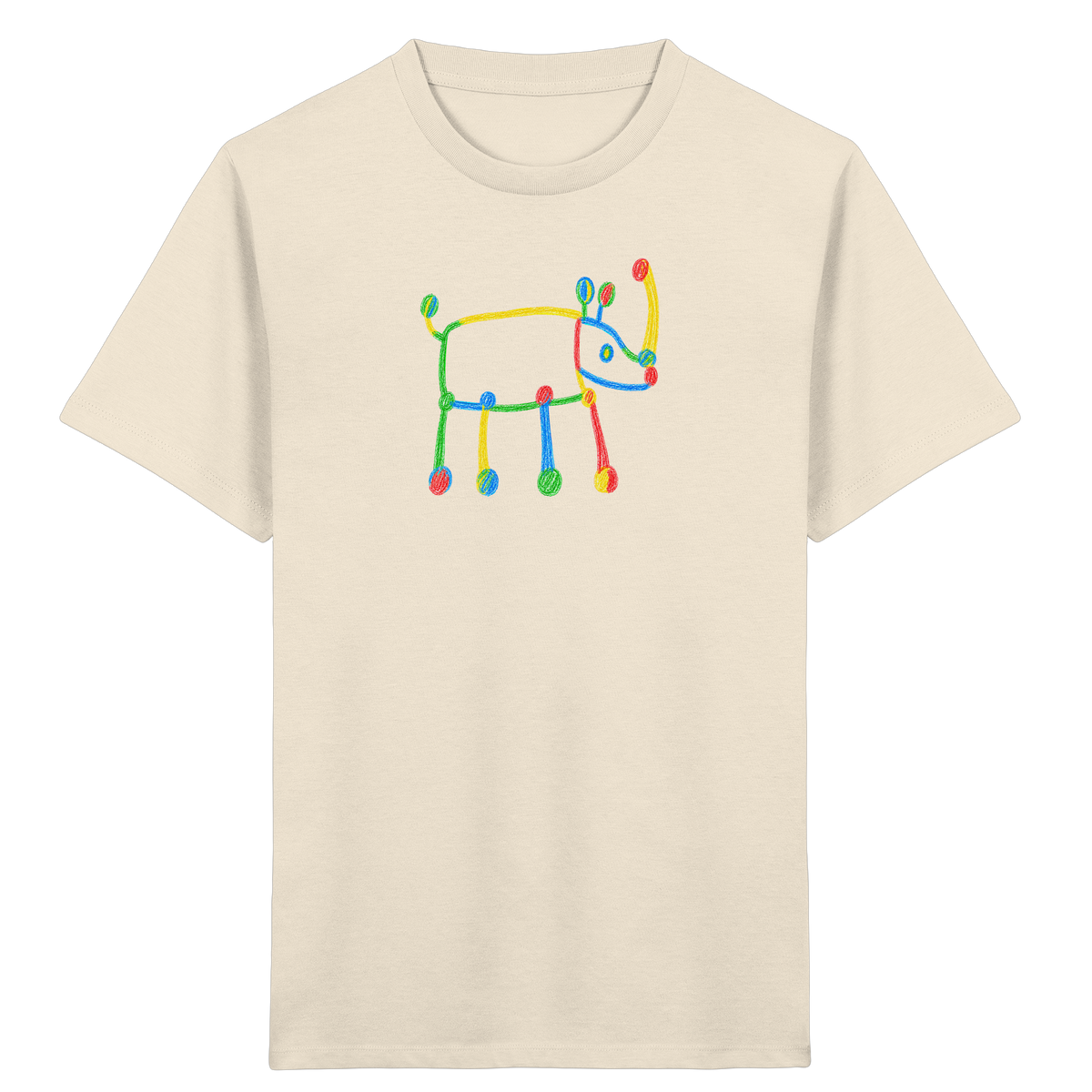 Buntes Farbpunkt Nashorn Shirt - Kinder Bio T-Shirt