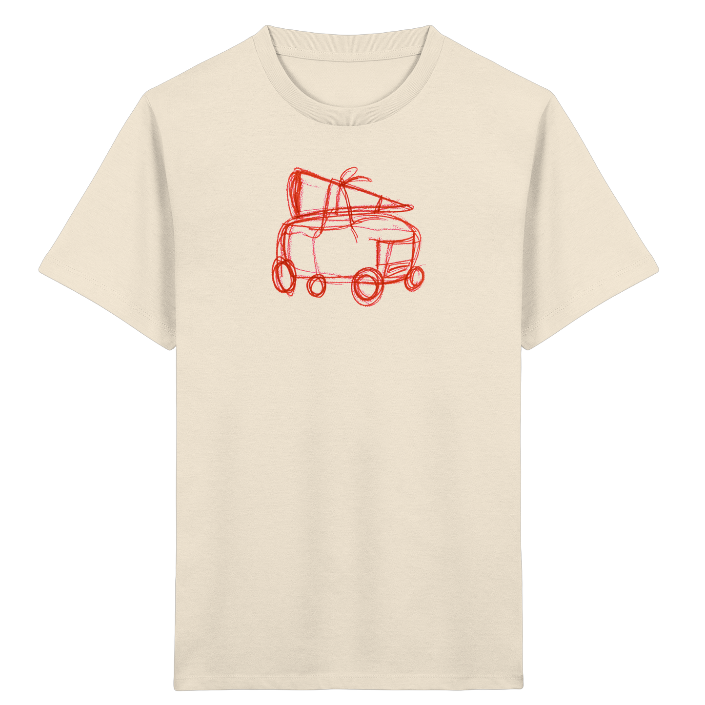Rostroter Schulbus mit Schultüte - Kinder Bio T-Shirt