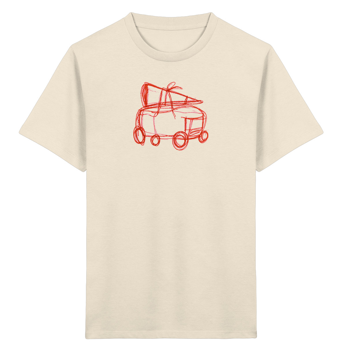 Rostroter Schulbus mit Schultüte - Kinder Bio T-Shirt