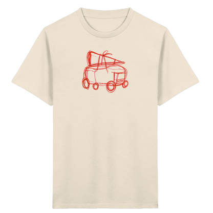 Rostroter Schulbus mit Schultüte - Kinder Bio T-Shirt