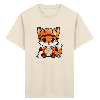 Fuchs auf Skiern – Kinder Bio-T-Shirt