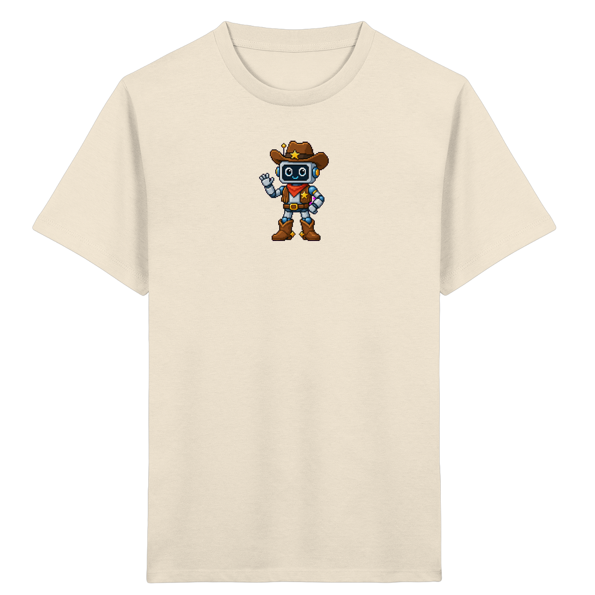 Pixel Roboter T-Shirt: Freundliches Lächeln - Kinder T-Shirt