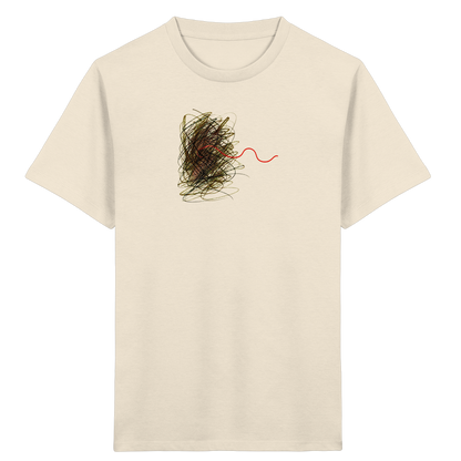 Abstraktes Kritzel-T-Shirt mit roter Linie - Kinder Bio T-Shirt