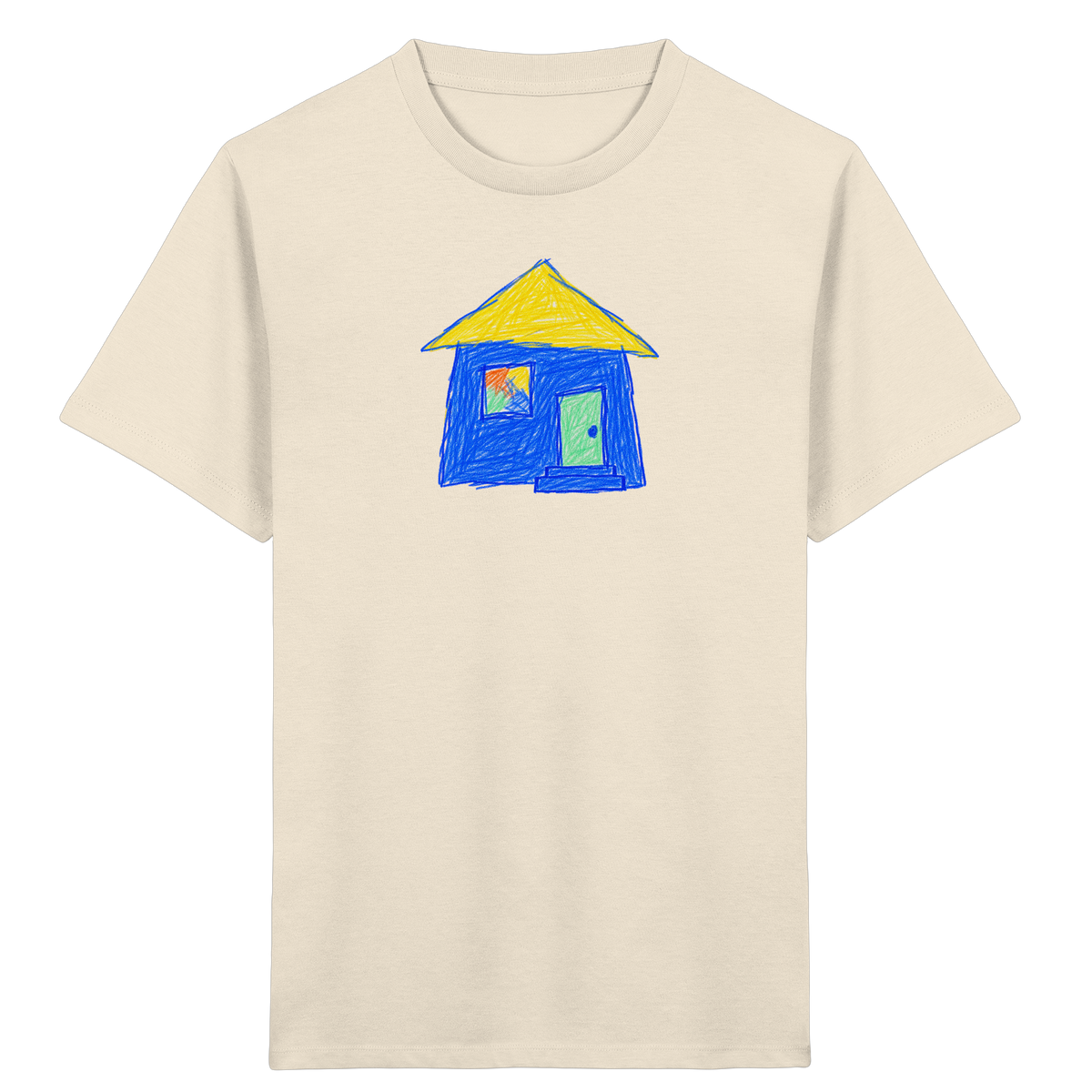 Blaues Regenbogenfenster Haus - Kinder Bio T-Shirt