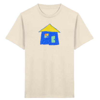 Blaues Regenbogenfenster Haus - Kinder Bio T-Shirt