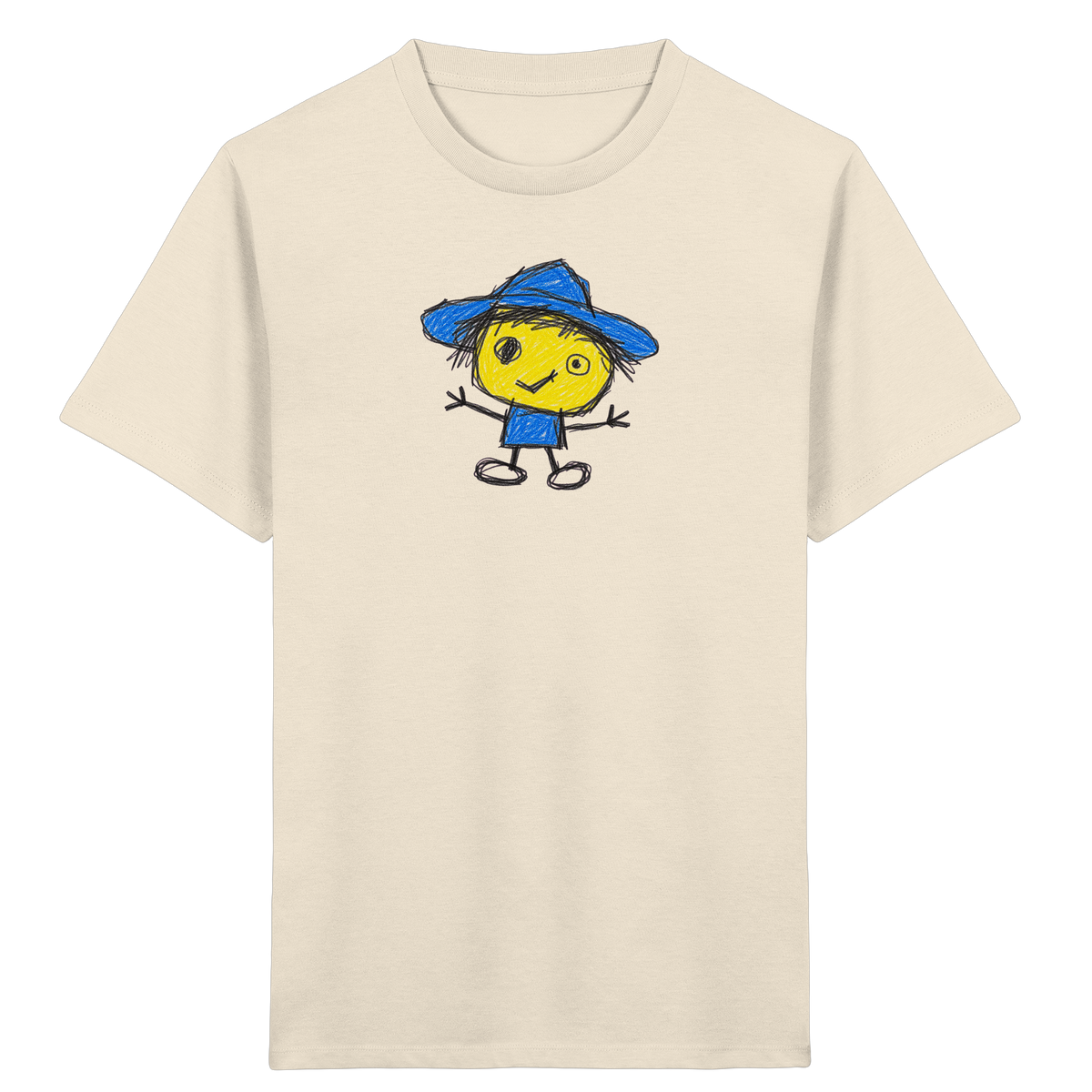 Kritzelkopf mit blauem Regenhut - Kinder Bio T-Shirt