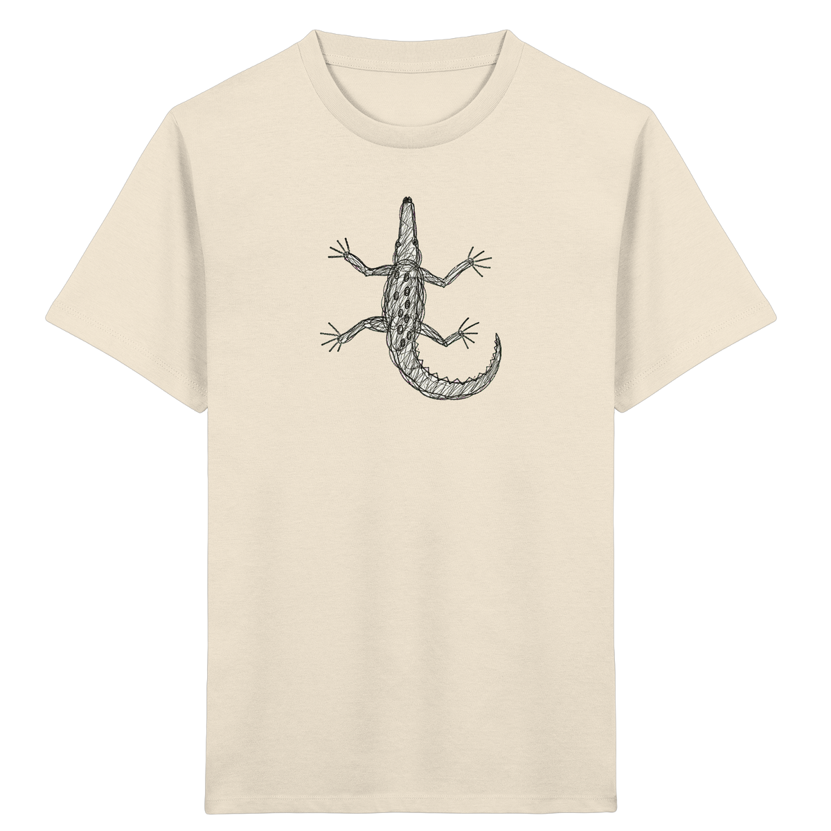 Krokodil von oben gezeichnet - Kinder Bio T-Shirt