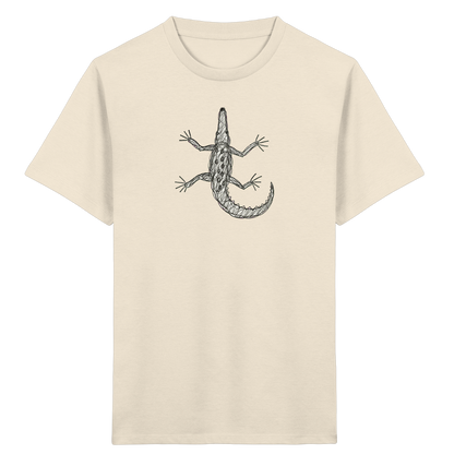 Krokodil von oben gezeichnet - Kinder Bio T-Shirt